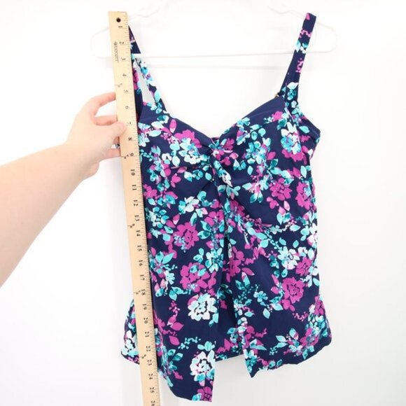 Lands End Floral Blue Purple Swim Tankini Top Flyaway Size 10 NWOT - Picture 5 of 10